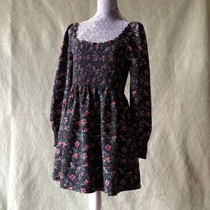Hill House Norah long sleeve mini nap dress berry print